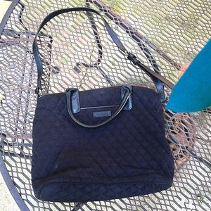 Beautiful Vera Bradley cloth tote with leather straps